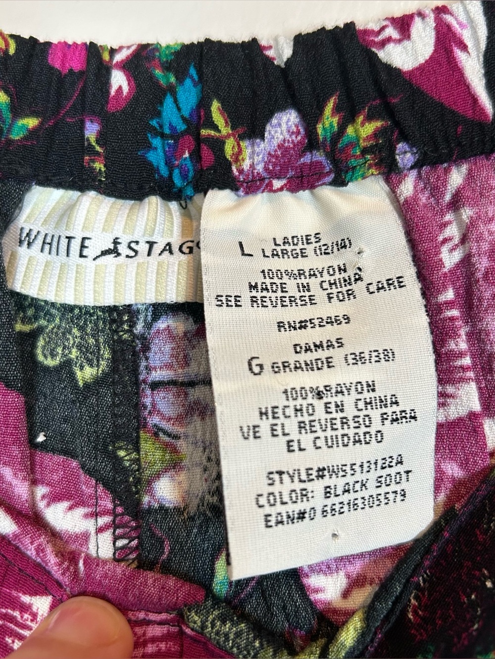 Vintage Black Purple Floral Large White Stag Mermaid Floor Maxi Skirt - Picture 4 of 6